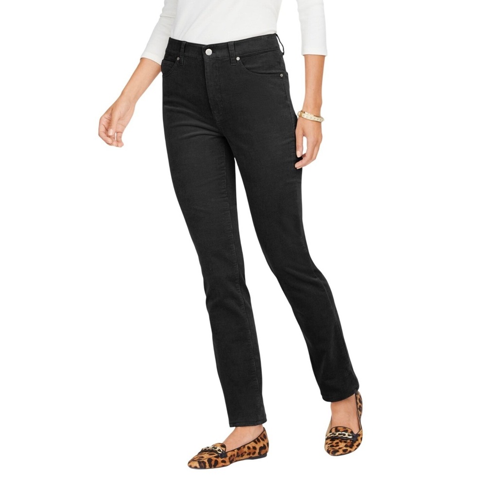 Talbots Flawless Five-Pocket Black Corduroy Straight Leg Pants Size 6 Stretch